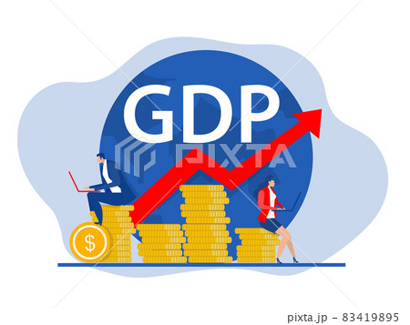 GDP or gross domestic product rate with Growth arrow chart and globe business economy concept Vector illustration GDP or gross domestic product rate with Growth arrow chart and globe business economy concept Vector illustration 83419895
