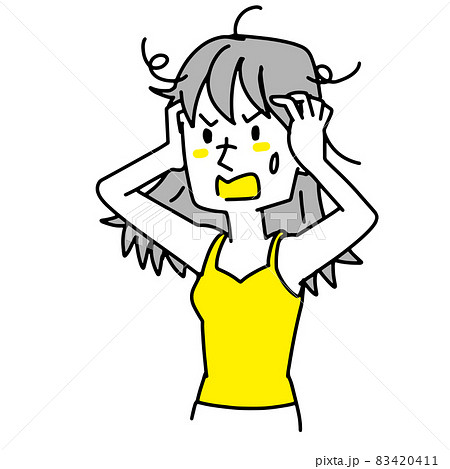 髪の毛の痛みに悩んでいる女性 髪の毛の痛みに悩んでいる女性 83420411