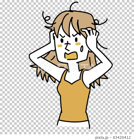 一個患有頭髮疼痛的女人 一個患有頭髮疼痛的女人 83420412