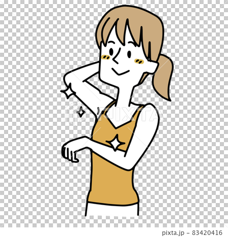 一個女人看著她美麗的腋窩 一個女人看著她美麗的腋窩 83420416