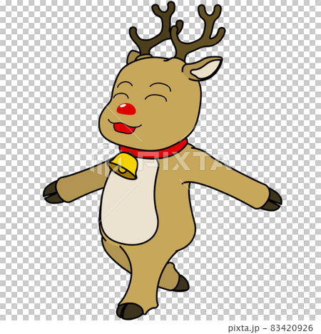 トナカイのキャラクターが歩いているイラスト（アウトラインあり） 83420926