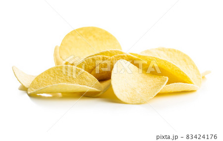 Crunchy potato chips. Potato crisps. Crunchy potato chips. Potato crisps. 83424176