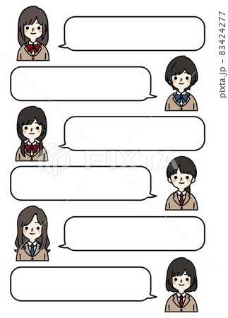 人物アイコンセット_女子高生_吹き出し 83424277