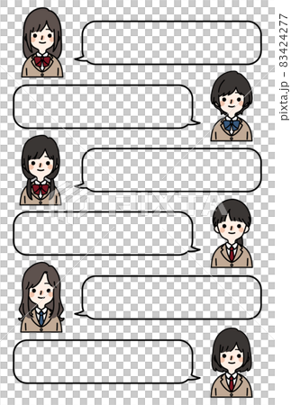 人物アイコンセット_女子高生_吹き出し 83424277