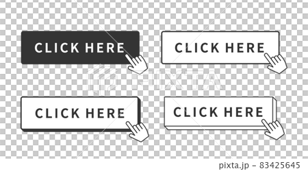 Simple button illustration set template banner monochrome, finger cursor, square version 83425645