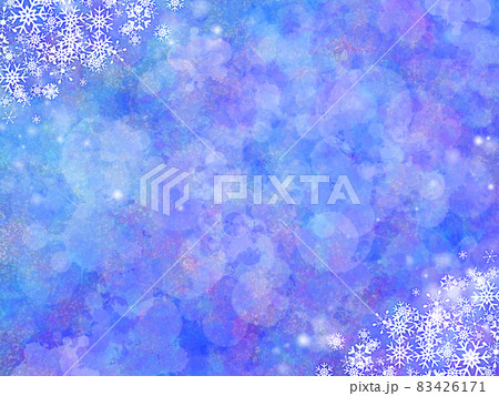 雪の結晶 雪 クリスマス 水彩 背景 背景素材 壁紙 冬 コピースペース メッセージスペース 青のイラスト素材