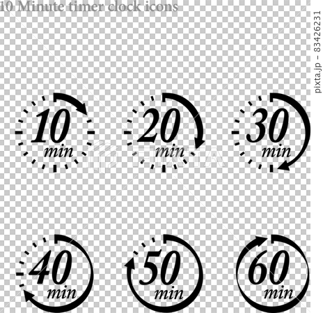 Simple 10 minute timer clock icon set - Stock Illustration [83426231 ...