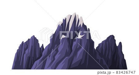 Elevated Mountain Peak and Summit with Bedrock Closeup Vector Illustration 83426747