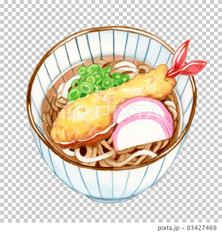 天ぷらそば【手描き水彩画】 83427469