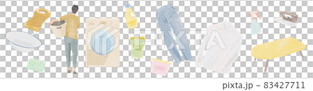 洗濯用品手書き水彩風イラスト 83427711