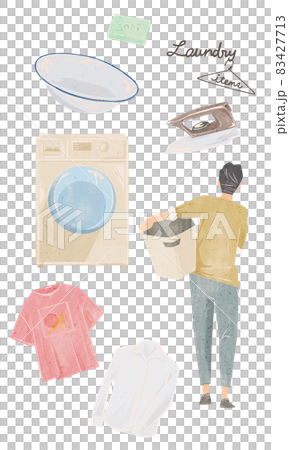 洗濯用品手書き水彩風イラスト 洗濯用品手書き水彩風イラスト 83427713