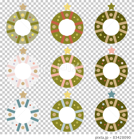 クリスマスリースのイラスト アイコン バリエーションのイラスト素材