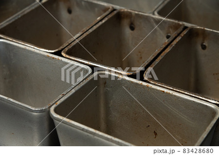 Close-up of Artisan bakery. empty filling metal bakeware 83428680
