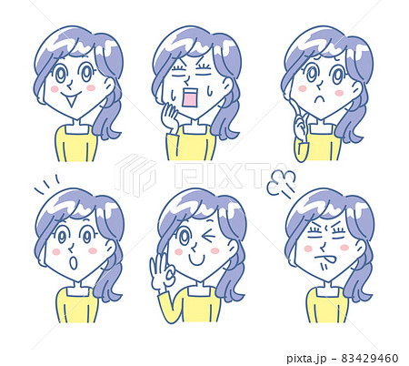 若い女性上半身表情セット 若い女性上半身表情セット 83429460