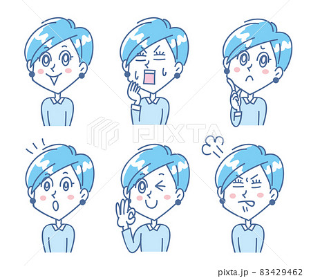 若い女性上半身表情セット 83429462