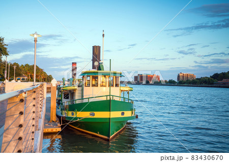 Downtown Savannah riverfront with blue sky Downtown Savannah riverfront with blue sky 83430670