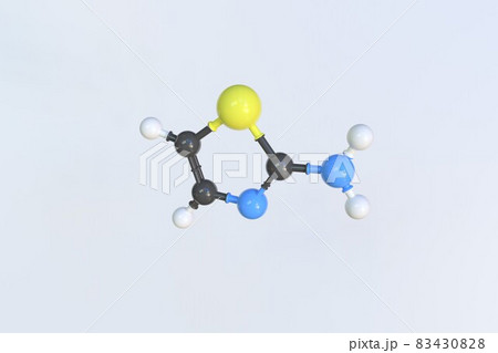 Aminothiazole molecule. Isolated molecular model. 3D rendering 83430828