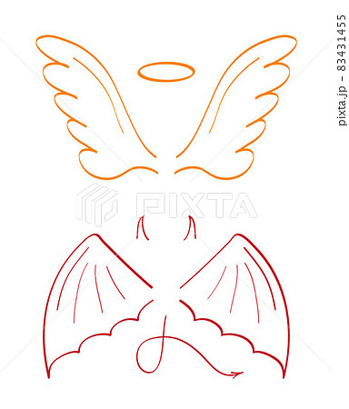 Angel sketch wing set vector. Marker hand drawn style of holy creations. Wing, feathers of bird, swan, eagle. 83431455