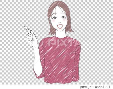 指をさしている女性 指をさしている女性 83431901