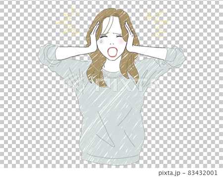 Woman holding a head 83432001