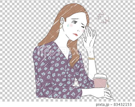 A woman suffering from a headache A woman suffering from a headache 83432153