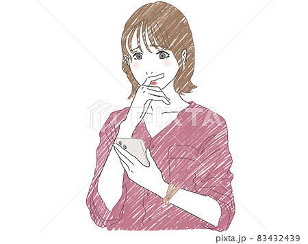 スマホを見ながら困っている女性 スマホを見ながら困っている女性 83432439