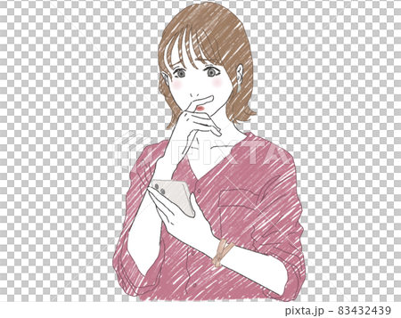 スマホを見ながら困っている女性 スマホを見ながら困っている女性 83432439