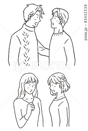 シンプルなタッチ 同性からの告白 男女セット のイラストレーションセットのイラスト素材