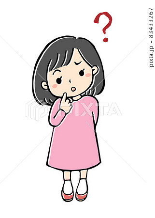 首をかしげる女の子のイラストのイラスト素材