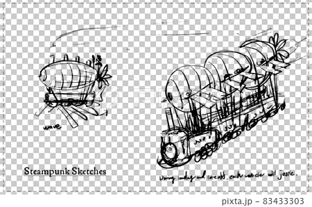蒸汽朋克。飛行運輸機器的草圖 83433303