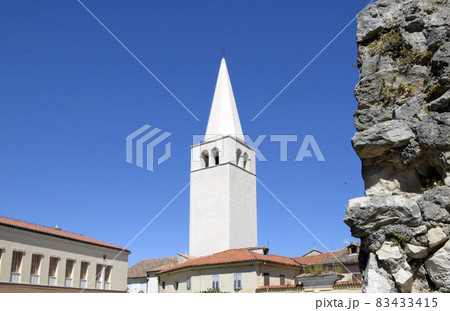 Tower of Euphrasian Basilica in Porec, Istria, Croatia. Tower of Euphrasian Basilica in Porec, Istria, Croatia. 83433415