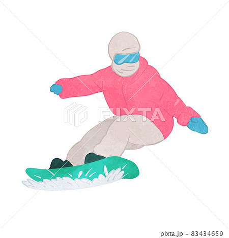 スノーボードで滑っている人のイラストのイラスト素材