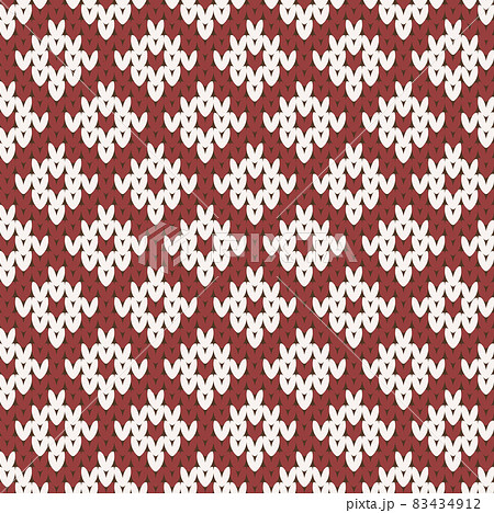 編み物 ニットパターン赤 シームレス のイラスト素材