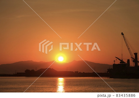 大牟田市 三池港 港の夕暮れ、 大牟田市 三池港 港の夕暮れ、 83435886