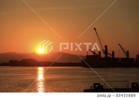 大牟田市 三池港 港の夕暮れ、 大牟田市 三池港 港の夕暮れ、 83435889