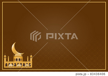 Beautiful orange Ramadan wallpaper featuring a camel, temple, and crescent moon, there is a space for your text.Illustration. Beautiful orange Ramadan wallpaper featuring a camel, temple, and crescent moon, there is a space for your text.Illustration. 83436406