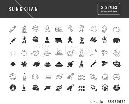 Vector Simple Icons of Songkran 83436635