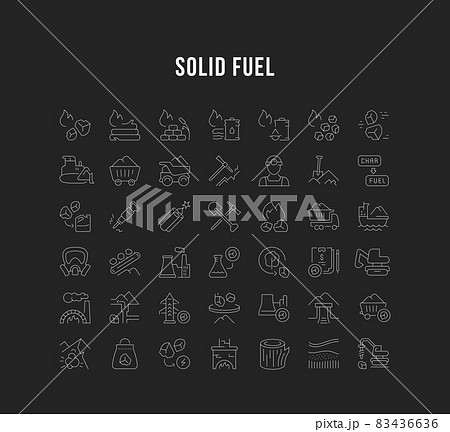 Set Vector Line Icons of Coal Mining 83436636