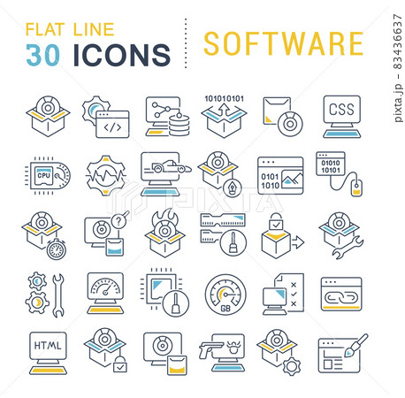 Set Vector Line Icons of Software 83436637