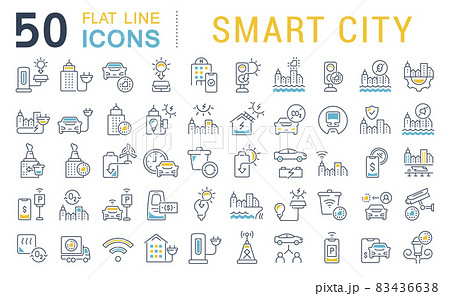 Set Vector Line Icons of Smart City 83436638
