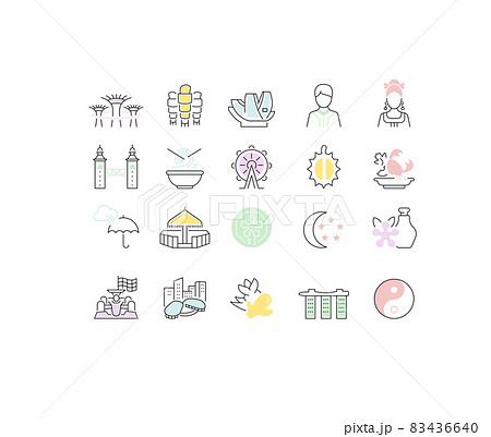 Set Vector Line Icons of Singapore. Set Vector Line Icons of Singapore. 83436640
