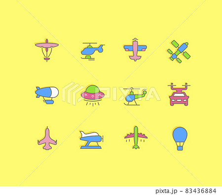 Set of Simple line Icons of Aircraft Set of Simple line Icons of Aircraft 83436884