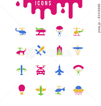 Set of Simple Icons of Aircraft 83436886