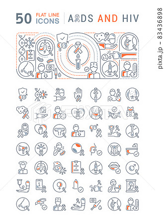 Set Vector Line Icons of AIDS and HIV. 83436898