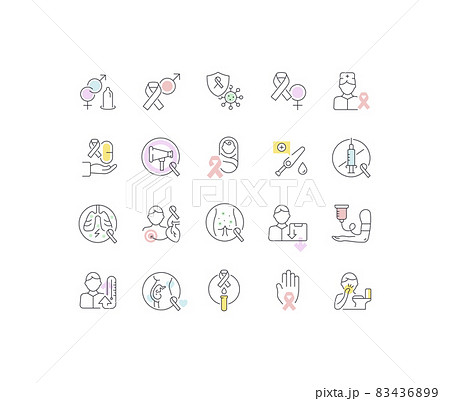 Set Vector Line Icons of AIDS 83436899
