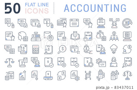 Set Vector Line Icons of Accounting 83437011