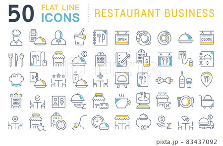 Set Vector Line Icons of Restaurant Business Set Vector Line Icons of Restaurant Business 83437092