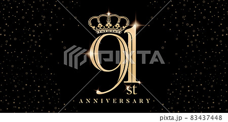 91st anniversary symbol with crown and sparkling glitter isolated black backgrounds. applicable for greeting cards, invitation, Wedding anniversary , banner and celebration company or business 91st anniversary symbol with crown and sparkling glitter isolated black backgrounds. applicable for greeting cards, invitation, Wedding anniversary , banner and celebration company or business 83437448
