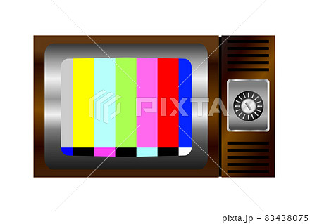 壊れたブラウン管テレビのイラスト エラー画面 のイラスト素材