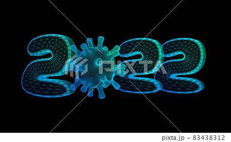 2022 year symbol with coronavirus 3D signs for survivers. 2022 year symbol with coronavirus 3D signs for survivers. 83438312